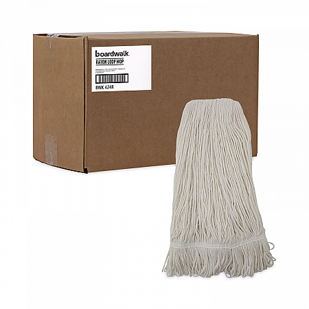 Pro Loop Web/Tailband Wet Mop Head, Rayon, 24 oz, White, 12/Carton (424RCT)