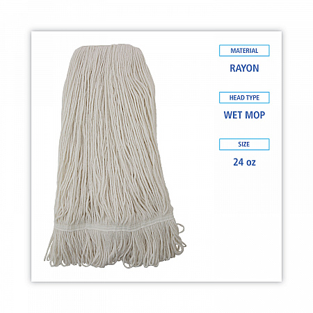 Pro Loop Web/Tailband Wet Mop Head, Rayon, 24 oz, White (424REA)