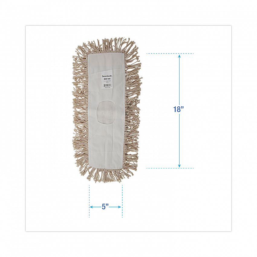 Industrial Dust Mop Head, Hygrade Cotton, 18 x 5, White (1318)