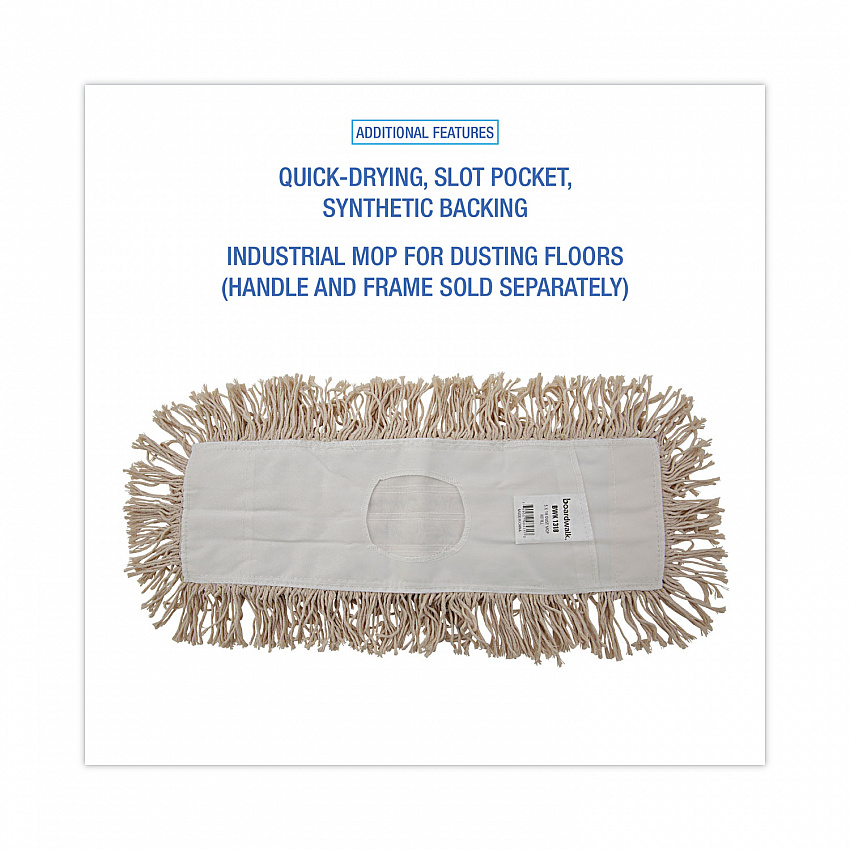 Industrial Dust Mop Head, Hygrade Cotton, 18 x 5, White (1318)