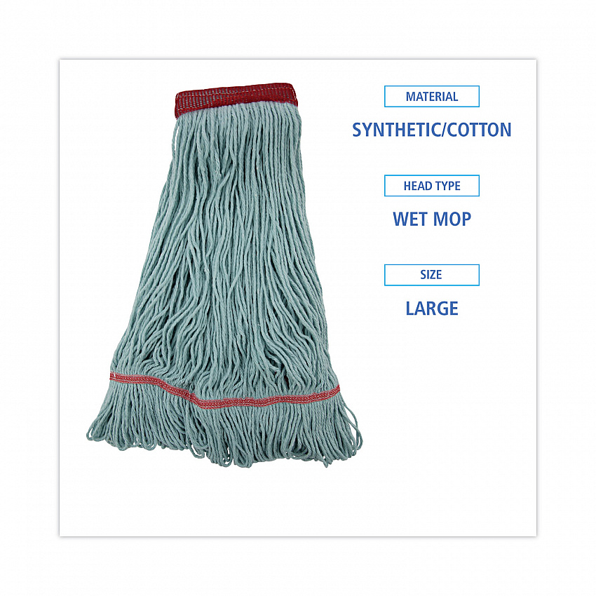 EchoMop with Looped-End Wet Head, Cotton/Rayon/Synthetic, Large, Blue (1400LEA)