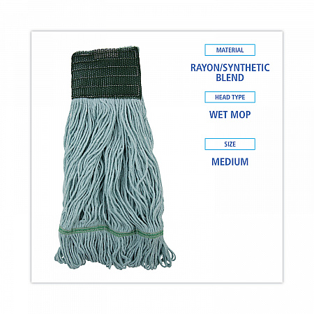 EchoMop with Looped-End Wet Head, Cotton/Rayon/Synthetic, Medium, Blue, 12/Carton (1400MCT)