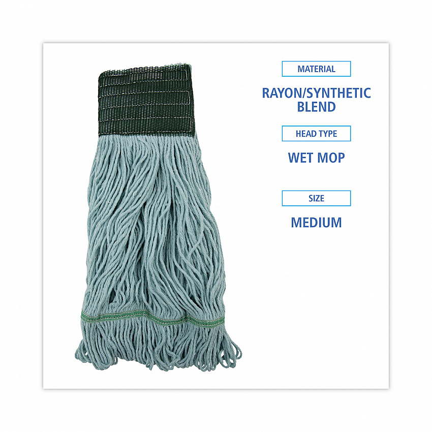 EchoMop with Looped-End Wet Head, Cotton/Rayon/Synthetic, Medium, Blue, 12/Carton (1400MCT)