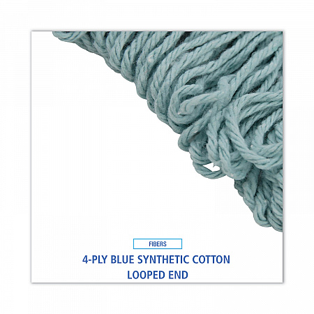 EchoMop with Looped-End Wet Head, Cotton/Rayon/Synthetic, Medium, Blue, 12/Carton (1400MCT)