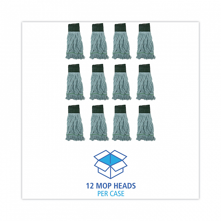 EchoMop with Looped-End Wet Head, Cotton/Rayon/Synthetic, Medium, Blue, 12/Carton (1400MCT)