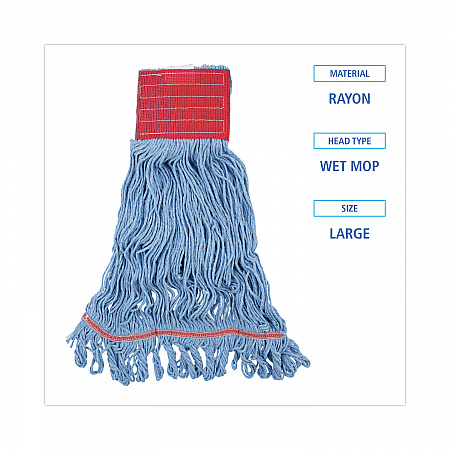 Pro Loop Web/Tailband Mop Head, Cotton/Polyester/Rayon, Large, Blue, 12/Carton (1800LBDZ)