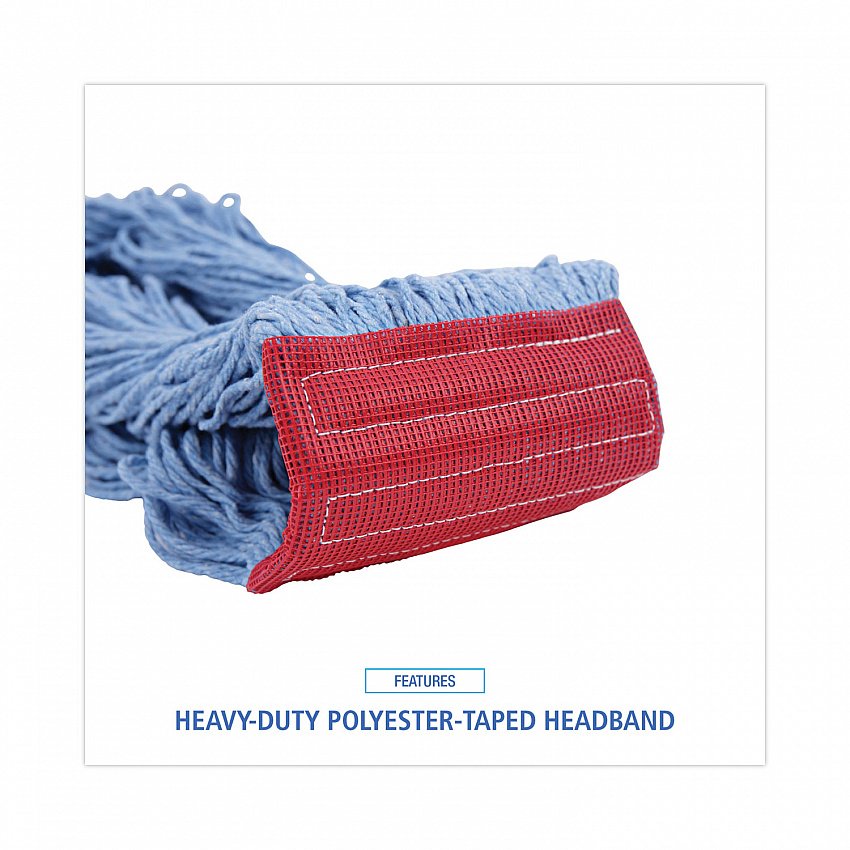 Pro Loop Web/Tailband Mop Head, Cotton/Polyester/Rayon, Large, Blue, 12/Carton (1800LBDZ)