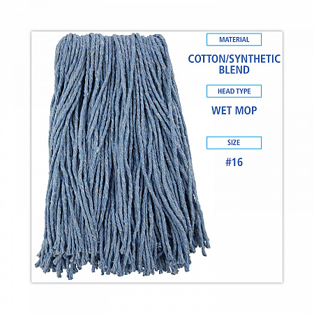 Mop Head, Standard Head, Cotton/Synthetic Fiber, Cut-End, #16., Blue (2016B)
