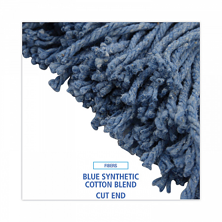 Mop Head, Standard Head, Cotton/Synthetic Fiber, Cut-End, #20, Blue, 12/Carton (2020B)