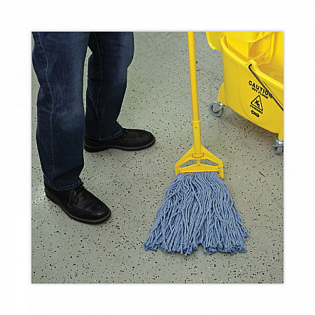 Mop Head, Standard Head, Cotton/Synthetic Fiber, Cut-End, #20, Blue, 12/Carton (2020B)