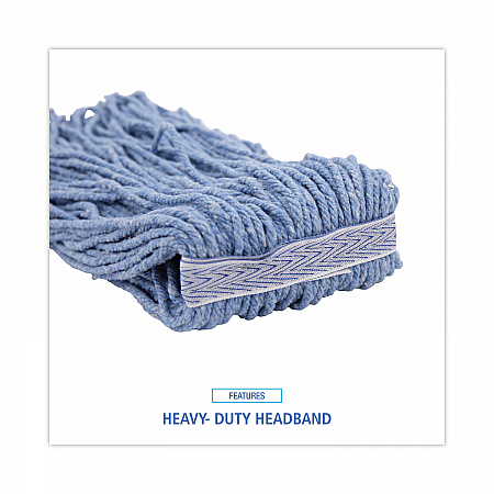 Mop Head, Standard Head, Cotton/Synthetic Fiber, Cut-End, #20, Blue, 12/Carton (2020B)