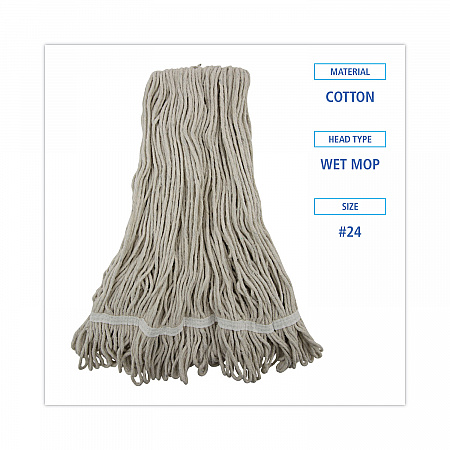 Pro Loop Web/Tailband Wet Mop Head, Cotton, 12/Carton (4024CCT)