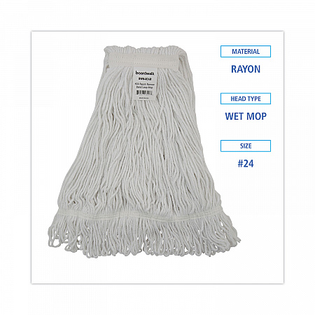 Pro Loop Web/Tailband Wet Mop Head, Rayon, #24 Size, White, 12/Carton (4024RCT)