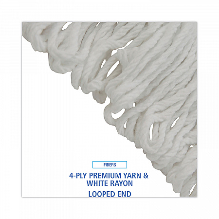 Pro Loop Web/Tailband Wet Mop Head, Rayon, #24 Size, White, 12/Carton (4024RCT)