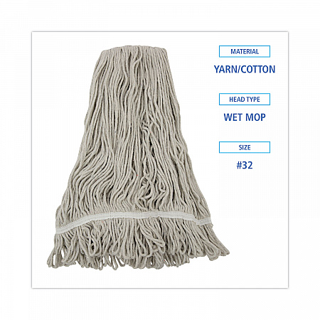 Mop Head, Loop Web/Tailband, Value Standard, Cotton, #32, White, 12/Carton (4032C)