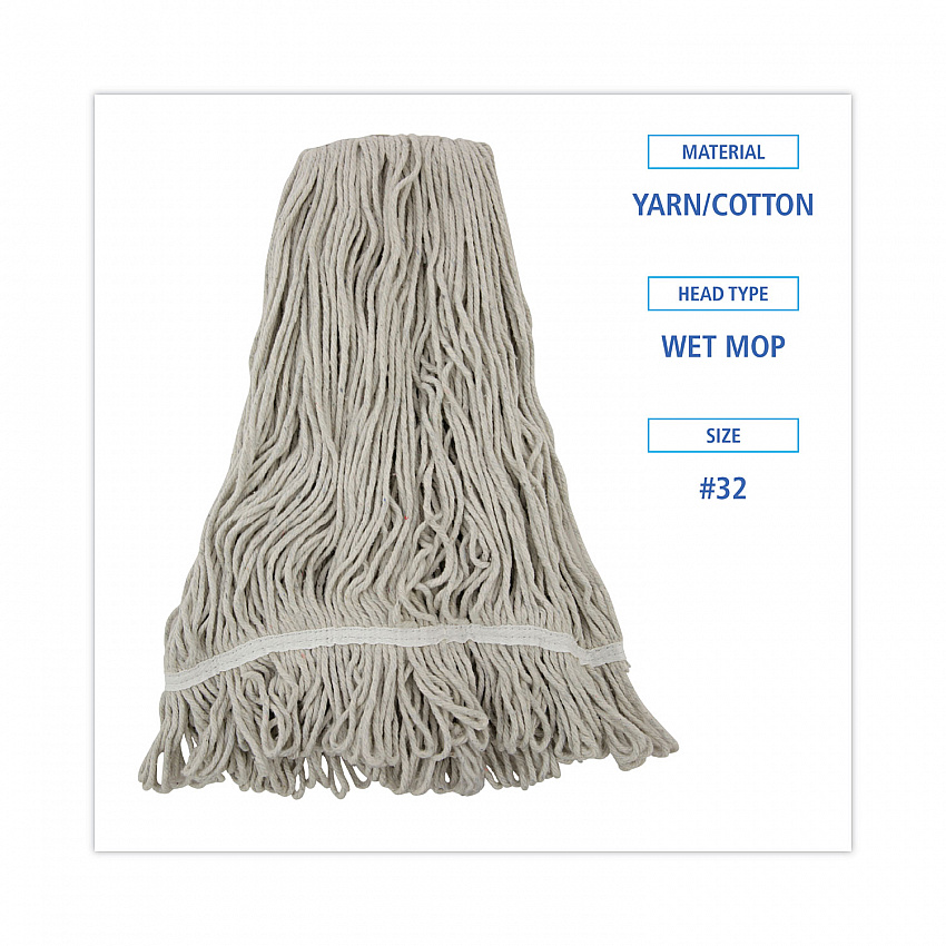 Mop Head, Loop Web/Tailband, Value Standard, Cotton, #32, White, 12/Carton (4032C)