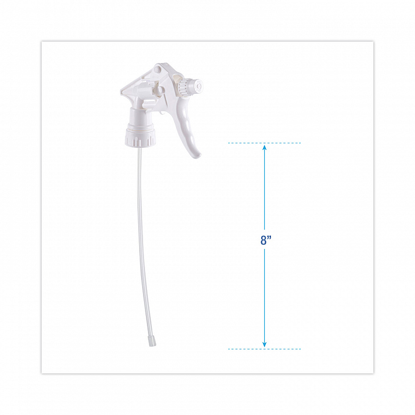 General Purpose Trigger Sprayer, 8" Tube, Fits 16 oz to 24 oz Bottles, White, 24/Carton (58108)