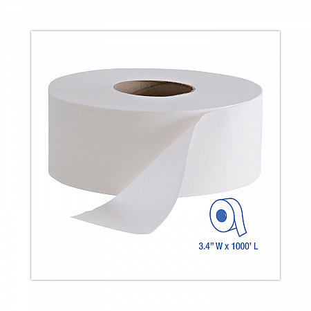 Jumbo Roll Bathroom Tissue, Septic Safe, 2-Ply, 3.4