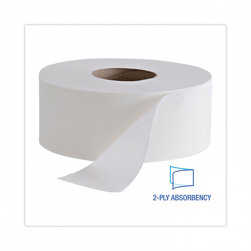 Jumbo Roll Bathroom Tissue, Septic Safe, 2-Ply, 3.4" x 1,000 ft, White, 12 Rolls/Carton (410323)