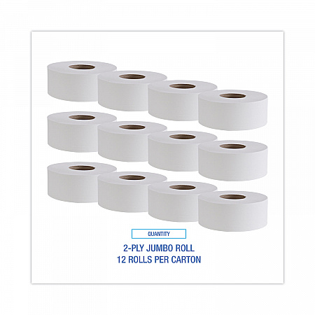 Jumbo Roll Bathroom Tissue, Septic Safe, 2-Ply, 3.4