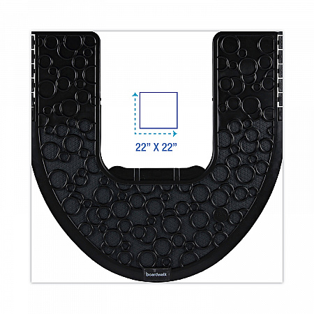 Commode Mat 2.0 Disposable Toilet Floor Mat, U-Shaped, Black/Gray Non-Slip Surface, 22