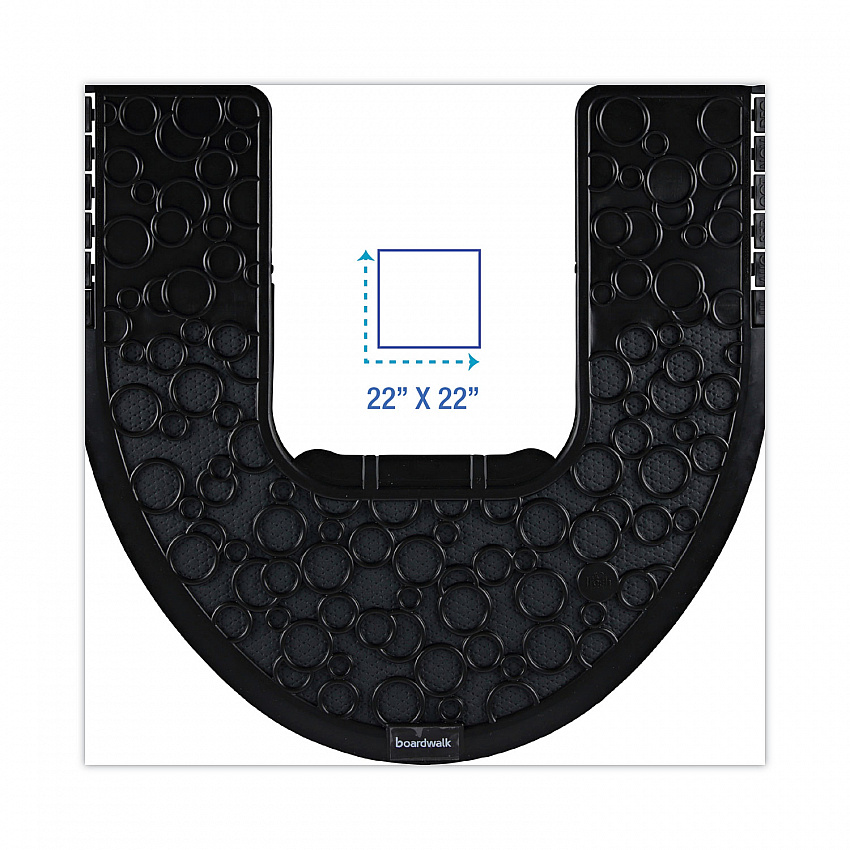 Commode Mat 2.0 Disposable Toilet Floor Mat, U-Shaped, Black/Gray Non-Slip Surface, 22" x 22", 6/Carton (CMBB)
