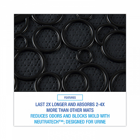 Commode Mat 2.0 Disposable Toilet Floor Mat, U-Shaped, Black/Gray Non-Slip Surface, 22