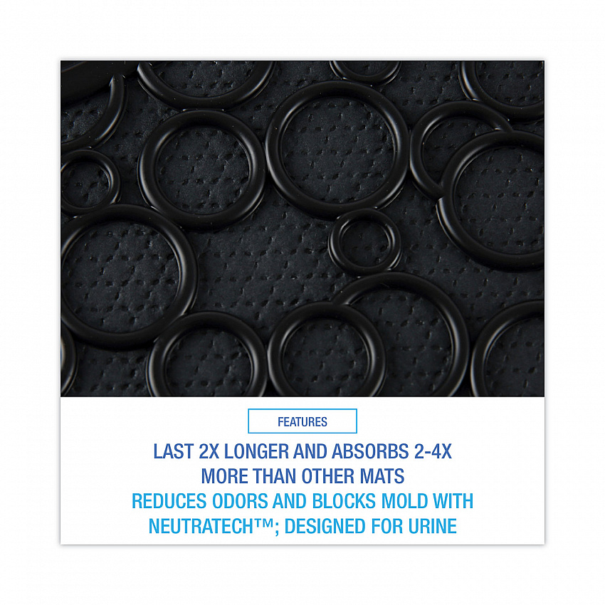 Commode Mat 2.0 Disposable Toilet Floor Mat, U-Shaped, Black/Gray Non-Slip Surface, 22" x 22", 6/Carton (CMBB)