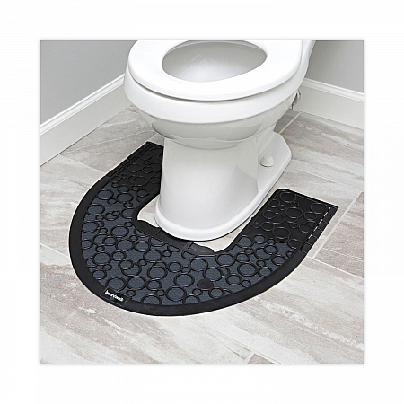 Commode Mat 2.0 Disposable Toilet Floor Mat, U-Shaped, Black/Gray Non-Slip Surface, 22