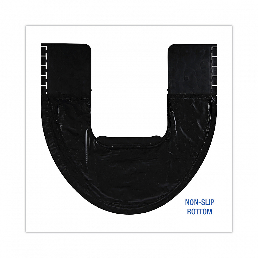 Commode Mat 2.0 Disposable Toilet Floor Mat, U-Shaped, Black/Gray Non-Slip Surface, 22" x 22", 6/Carton (CMBB)
