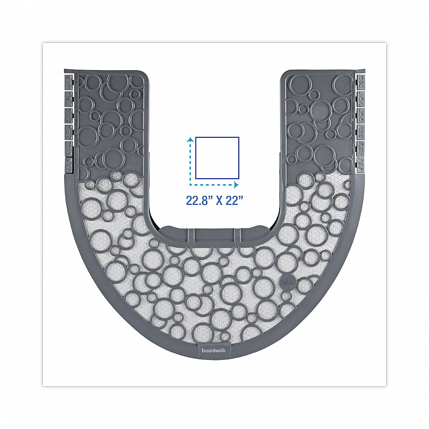 Commode Mat 2.0 Disposable Toilet Floor Mat, U-Shaped, Gray/White Non-Slip Surface, 22" x 22", 6/Carton (CMGW)