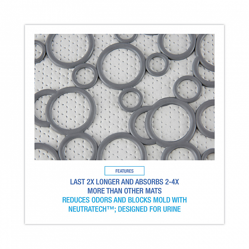 Commode Mat 2.0 Disposable Toilet Floor Mat, U-Shaped, Gray/White Non-Slip Surface, 22" x 22", 6/Carton (CMGW)
