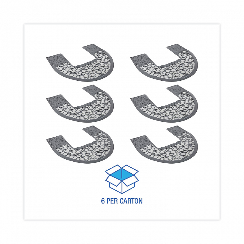 Commode Mat 2.0 Disposable Toilet Floor Mat, U-Shaped, Gray/White Non-Slip Surface, 22" x 22", 6/Carton (CMGW)