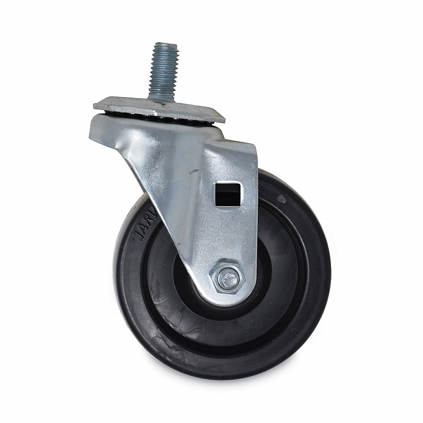 Replacement Bayonet-Stem Swivel Casters, Threaded Stem (0.5" x 1"), 4" Hard Rubber Wheel, Black (FG9T18L10000)