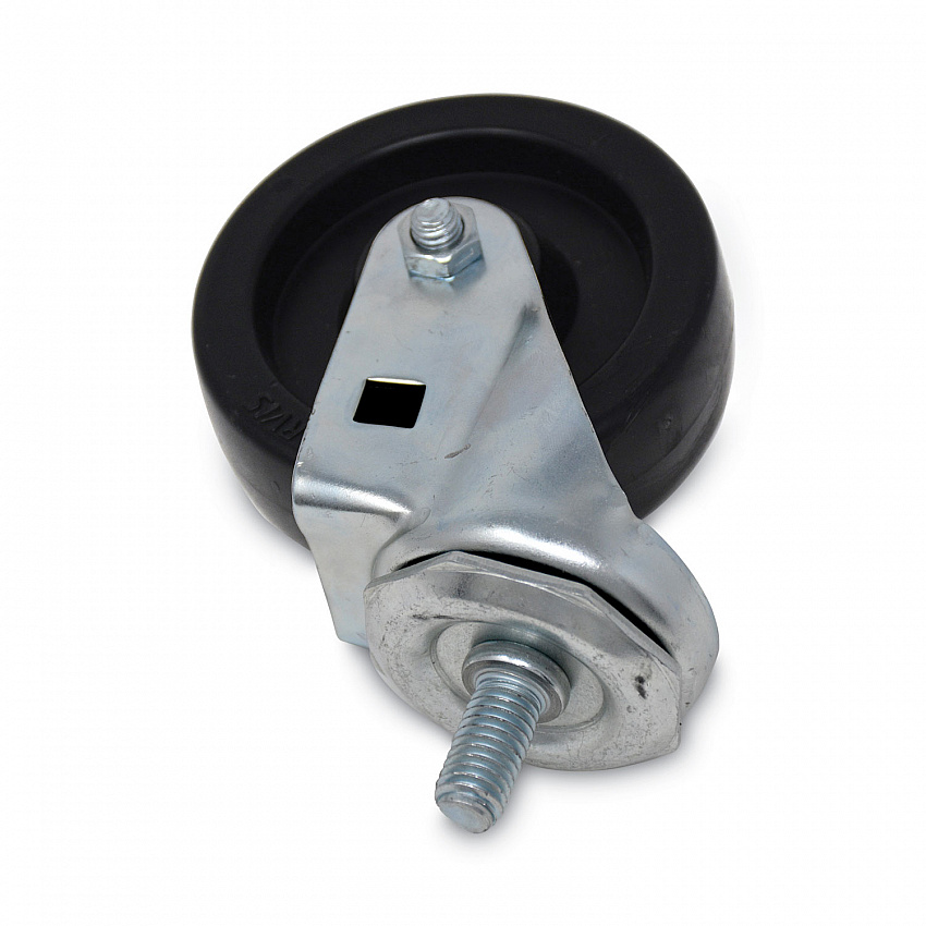 Replacement Bayonet-Stem Swivel Casters, Threaded Stem (0.5" x 1"), 4" Hard Rubber Wheel, Black (FG9T18L10000)
