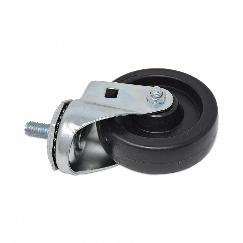Replacement Bayonet-Stem Swivel Casters, Threaded Stem (0.5" x 1"), 4" Hard Rubber Wheel, Black (FG9T18L10000)