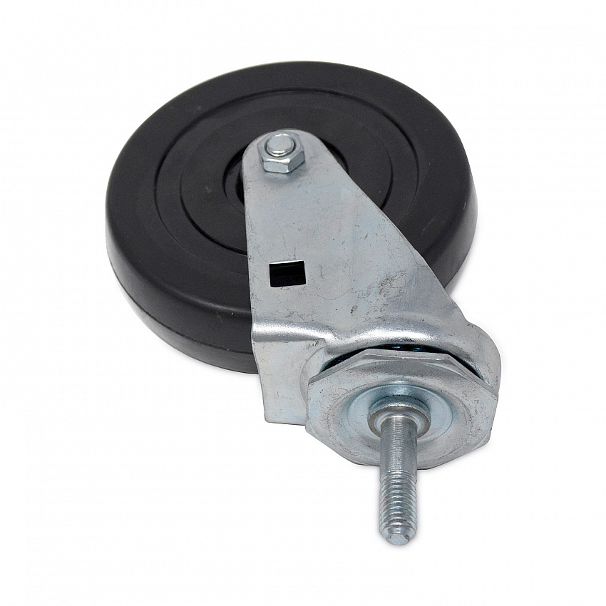Replacement Bayonet-Stem Swivel Casters, Threaded Stem (0.31" x 1.63"), 5" Hard Rubber Wheel, Black (FG1314L30000)