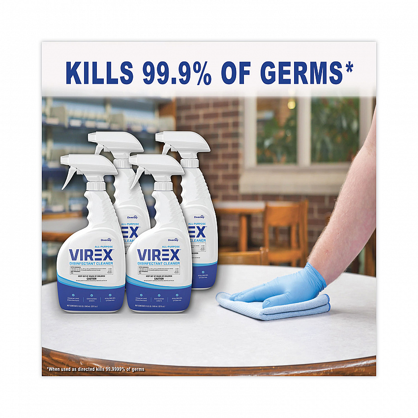 Virex All-Purpose Disinfectant Cleaner, Lemon Scent, 32 oz Spray Bottle, 4/Carton (CBD540540)