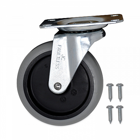 Non-Marking Plate Casters, Swivel Mount Plate, 4