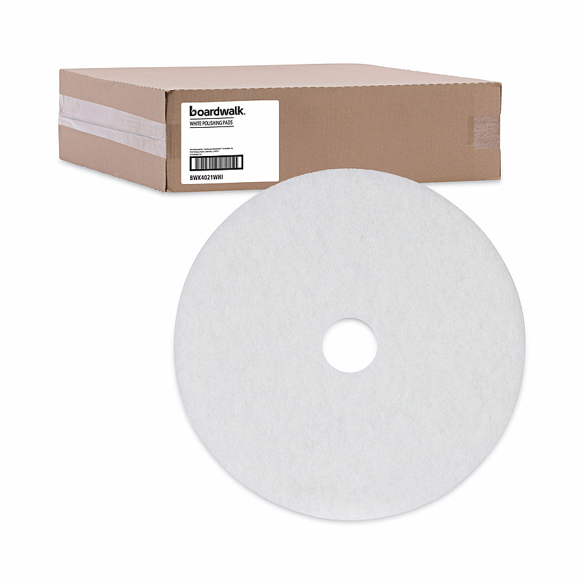 Polishing Floor Pads, 21" Diameter, White, 5/Carton (4021WHI)