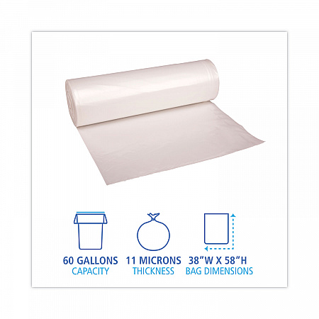 High-Density Can Liners, 60 gal, 11 mic, 38