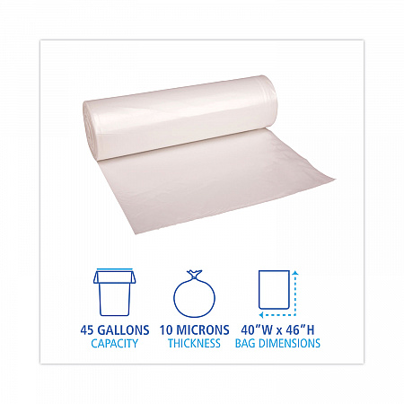 High-Density Can Liners, 45 gal, 10 mic, 40