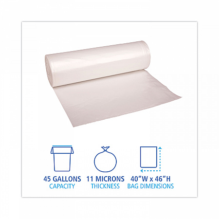 High-Density Can Liners, 45 gal, 11 mic, 40
