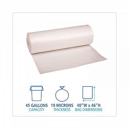 High-Density Can Liners, 45 gal, 19 mic, 40
