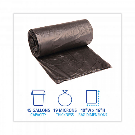 High-Density Can Liners, 45 gal, 19 mic, 40