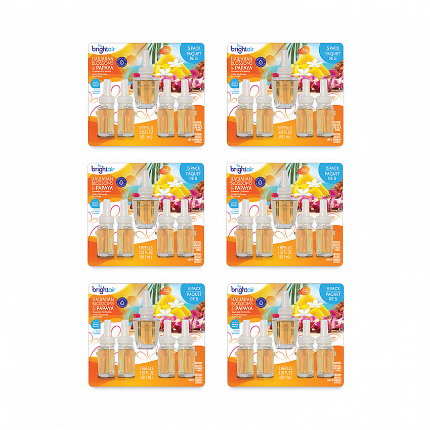 Electric Scented Oil Air Freshener Refill, Hawaiian Blossoms and Papaya, 0.67 oz Bottle, 5/Pack, 6 Pack/Carton (900668CT)