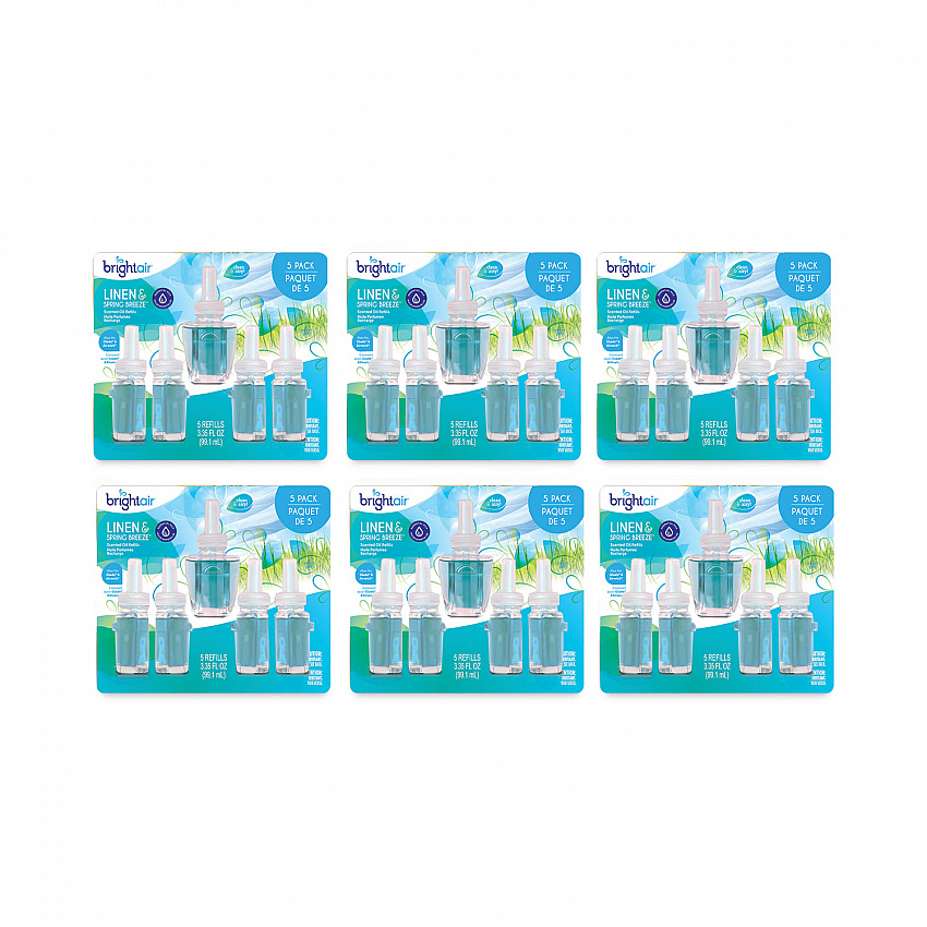 Electric Scented Oil Air Freshener Refill, Linen and Spring Breeze, 0.67 oz Bottle, 5/Pack, 6 Pack/Carton (900669CT)