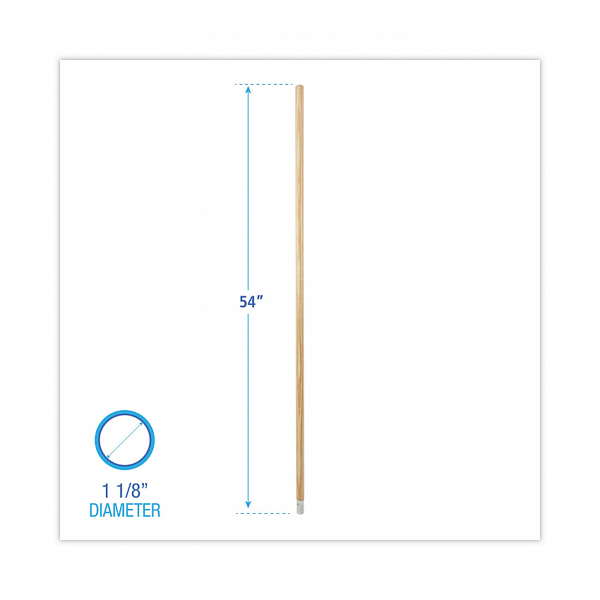 Lie-Flat Screw-In Mop Handle, 1.13" dia x 54", Natural (833)