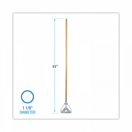 Screw Clamp Metal Head Wooden Mop Handle, #20+, 62