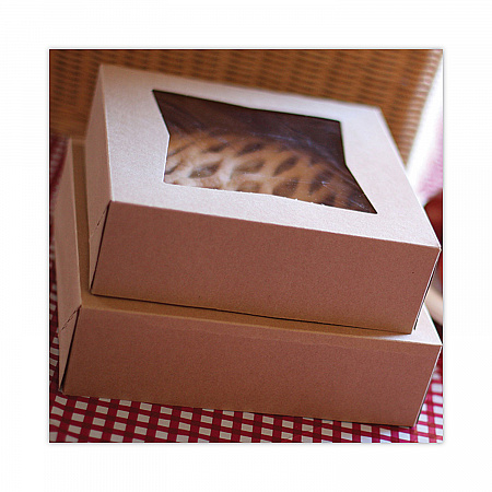 Kraft Window Bakery Boxes, 8 x 8 x 4, Brown, Paper, 150/Carton (24053K)